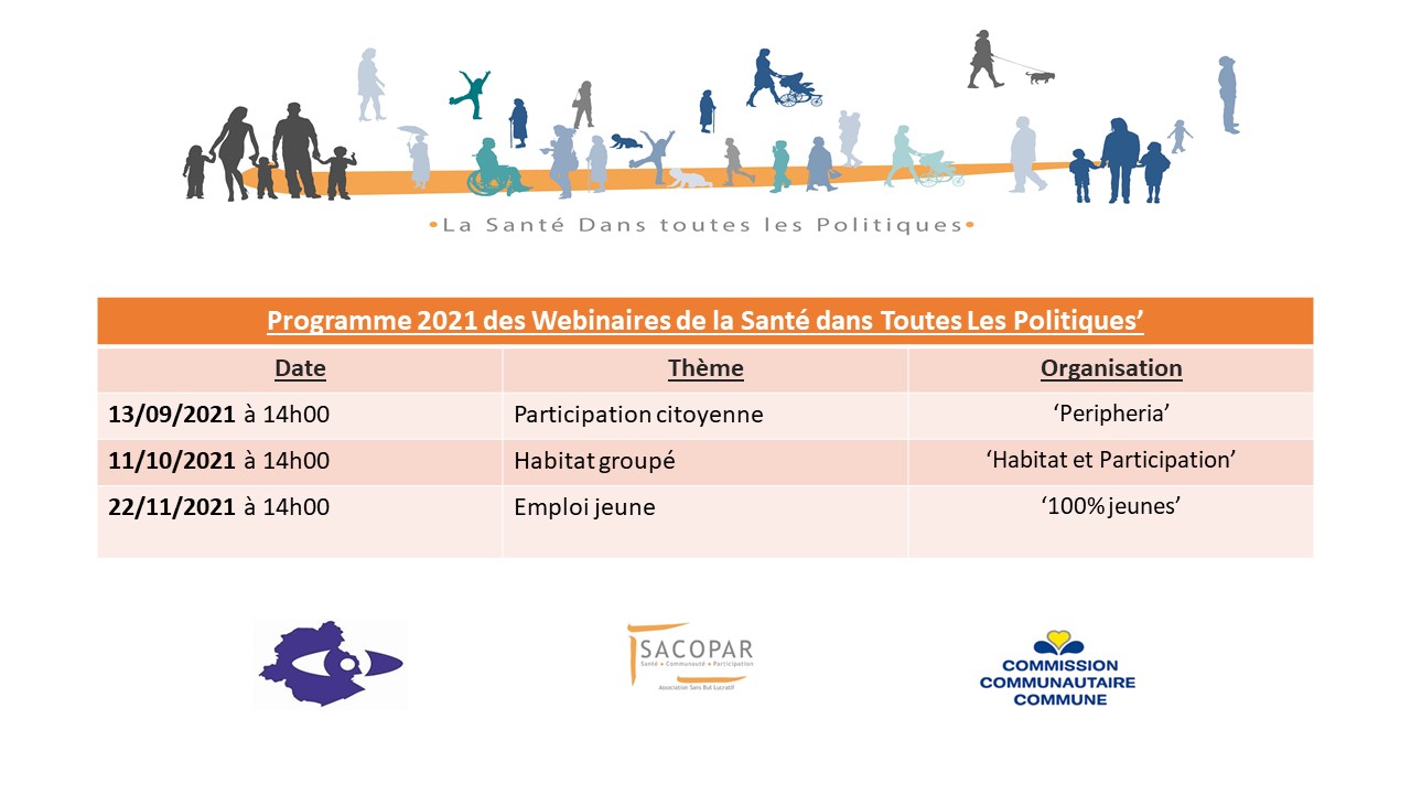 Le programme pour l'année 2021 des Webinaires de la Santé dans Toutes les Politiques - SACOPAR