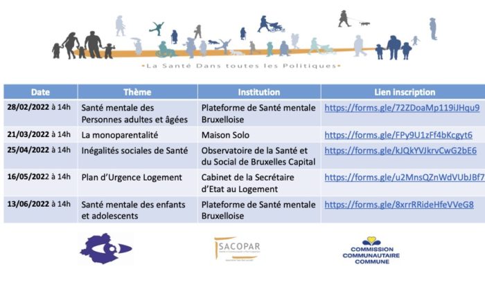 programme 2022 des prochains webinaires de la santé dans toutes les politiques